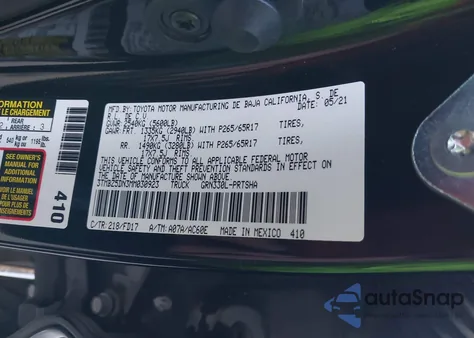 2021 Toyota Tacoma Trd Sport from USA, damaged, VIN 3TMBZ5DN3MM030923